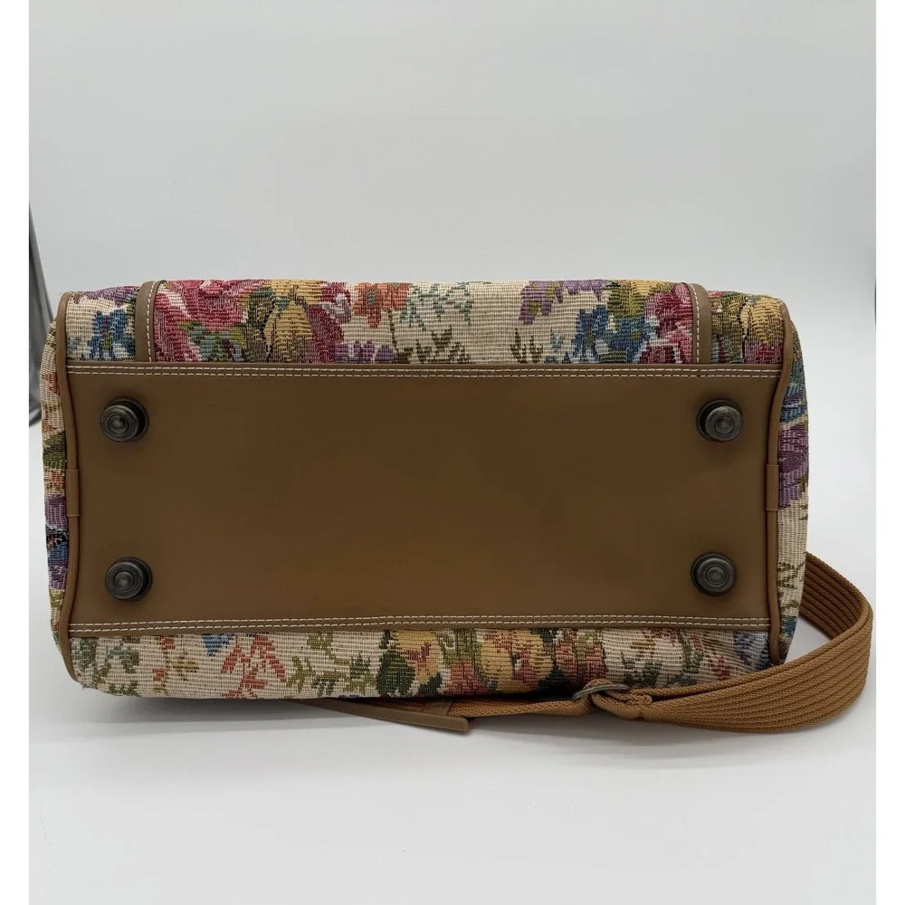 Leisure Multicolor Floral Satchel Top Handle Bag Zip Closure Adjustable Strap